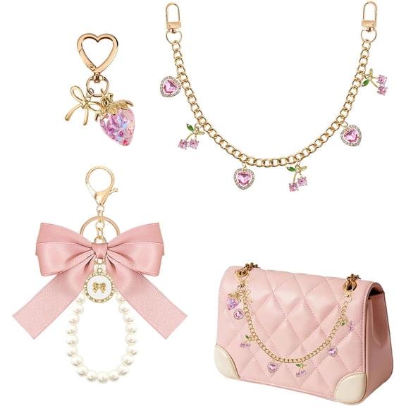 3 count Purse Chain Bag Charms, Bow  Purse Charms for Handbag  Decoration Bag Accessories
