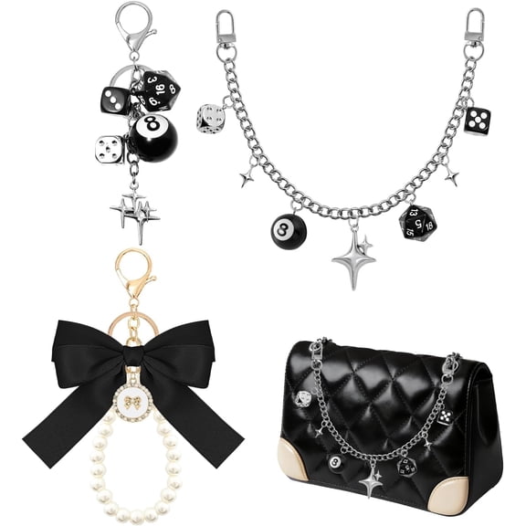3 count Purse Chain Bag Charms, Bow  Purse Charms for Handbag  Decoration Bag Accessories
