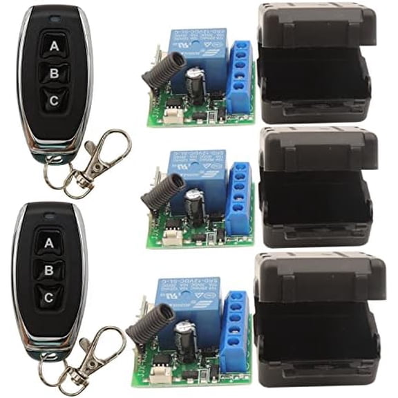 3 count Relay Receivers with 2 Transmitters 433Mhz Remote Control Radio Frequency DC 12V 1 Passive Output Relay Controller