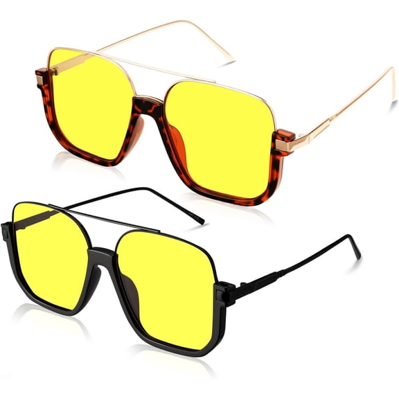 3 count Retro Aviator Sunglasses for Women Men Square Semi Rimless Sun Glasses 70s Trendy Shades