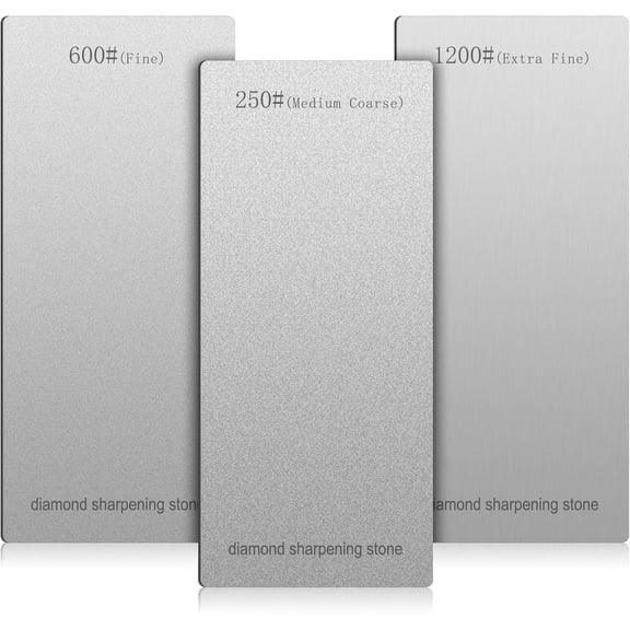 3 count Sharpening Stone Sharpener Plate Honing Whetstone for Kitchen Sharpening Dull, Blunt or Tired Edges (250/600/ 1200 Grit)