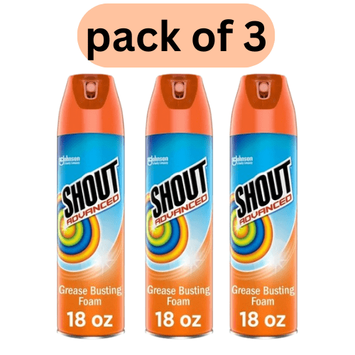 3 count Shout Advanced Grease Busting Foam, Laundry Stain Remover, 18 oz