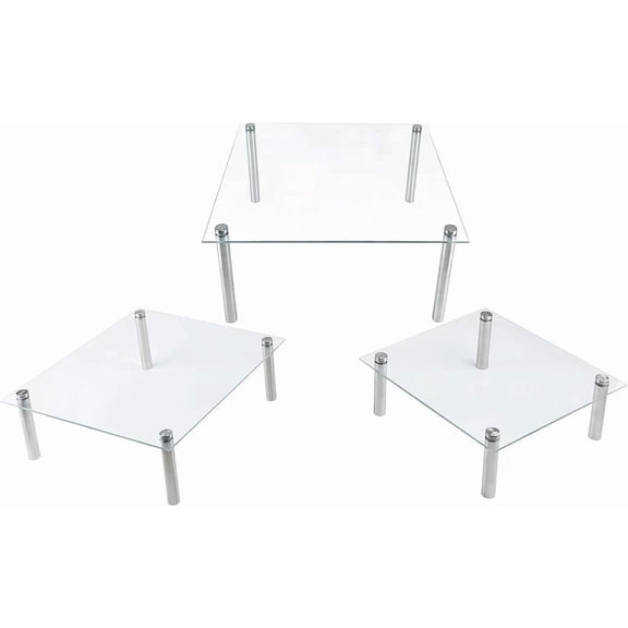 3 count Square Tempered Glass Cake Stands Set 8 10 13 Inch Cupcake Display Stand Plate for Dessert Table Serving Platter