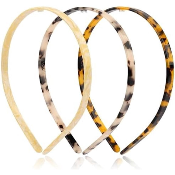 3 count Tortoise Shell Headband for Women, Thin Acetate , Leopard Hair Bands with  for Women and Girls, Fashion Hair Accessories