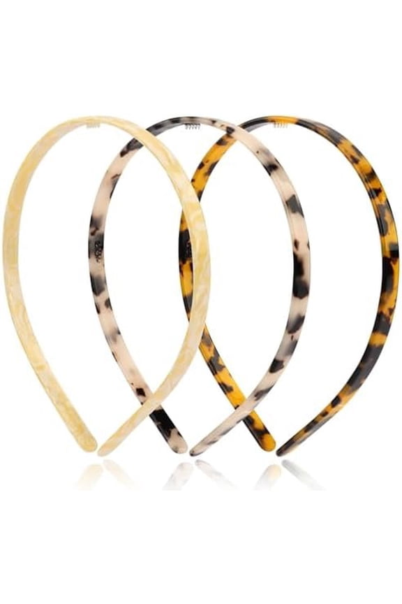 3 count Tortoise Shell Headband for Women, Thin Acetate , Leopard Hair Bands with for Women and Girls, Fashion Hair Accessories