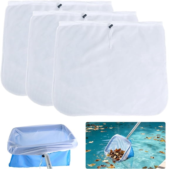 3 count Ultra Fine Mesh Pool Skimmer Net  - 26"x22" Adjustable Large Deep Nylon Leaf Rake Net for Swimming Pool, , Hot Tub - Collects Sand, Pollen, Tree Dust,