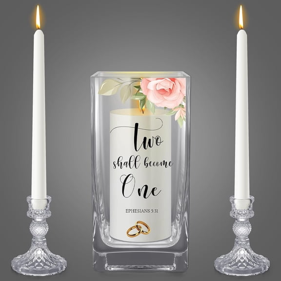 3 count Wedding Unity Candle Set for Church Ceremony, Flower