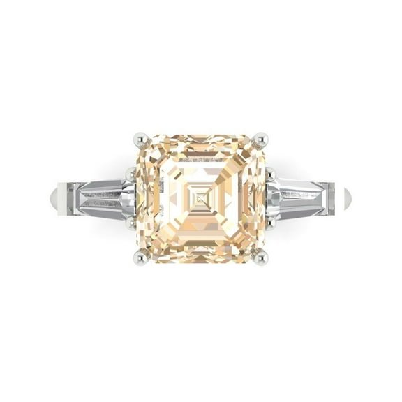 Three-Stone Engagement Ring for Women - 3ct Natural Morganite in 14K White Gold Promise Ring
