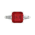 thumbnail image 1 of Three-Stone Engagement Ring for Women - 3ct Simulated Ruby in 14K White Gold Promise Ring, 1 of 6