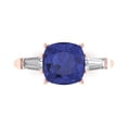 thumbnail image 1 of Three-Stone Engagement Ring for Women - 3ct Simulated Tanzanite in 18K Rose Gold Promise Ring, 1 of 6