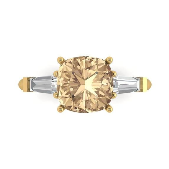Three-Stone Engagement Ring for Women - 3ct Yellow Moissanite in 18K Yellow Gold Promise Ring