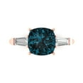 thumbnail image 1 of Three-Stone Engagement Ring for Women - 3ct Natural London Blue Topaz in 14K Rose Gold Promise Ring, 1 of 6
