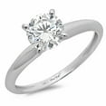 thumbnail image 1 of 3 ct Brilliant Round Cut Genuine Cultured Diamond SI1-SI2 I-J 14K White Gold Solitaire Promise Wedding Statement Engagement Designer Ring size 9, 1 of 7