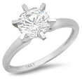 thumbnail image 1 of 3 ct Brilliant Round Cut Genuine Cultured Diamond VS1-VS2 I-J 18K White Gold Solitaire Promise Wedding Statement Engagement Designer Ring size 4.5, 1 of 7