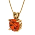 thumbnail image 1 of 3 ct Brilliant Round Cut Solitaire Red Diamond 18K Yellow Solid Gold Everyday Affordable Designer Necklace Pendant with 16" Chain, 1 of 7