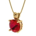 thumbnail image 1 of 3 ct Brilliant Round Cut Solitaire Ruby 14k Yellow Solid Gold Everyday Affordable Designer Necklace Pendant with 16" Chain, 1 of 6