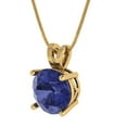thumbnail image 1 of 3 ct Brilliant Round Cut Solitaire Tanzanite 14k Yellow Solid Gold Everyday Affordable Designer Necklace Pendant with 18" Chain, 1 of 6