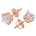thumbnail image 1 of 3 ct Brilliant Round Cut Solitaire Studs Conflict free Genuine Cultured Certified Diamond Clarity VS1-VS2 Color G-H 14K Rose Gold Earrings Screw back, 1 of 5