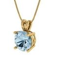 thumbnail image 1 of 3 ct Brilliant Round Cut Solitaire VVS1 Genuine Blue Zircon Solid 14k Yellow Solid Gold Everyday Affordable Designer Necklace Pendant with 18" Solid Gold Chain by Clara Pucci, 1 of 7