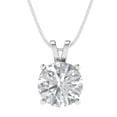 thumbnail image 1 of 3 ct Brilliant Round Cut Solitaire VVS1 Genuine White Sapphire Solid 14k White Solid Gold Everyday Affordable Designer Necklace Pendant with 16" Solid Gold Chain by Clara Pucci, 1 of 7