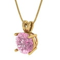 thumbnail image 1 of 3 ct Brilliant Round Cut Solitaire VVS1 Genuine Pink Zircon Solid 14k Yellow Solid Gold Everyday Affordable Designer Necklace Pendant with 18" Solid Gold Chain by Clara Pucci, 1 of 6