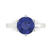 Solitaire Engagement Ring for Women - 3ct Simulated Tanzanite in 18K White Gold Promise Ring