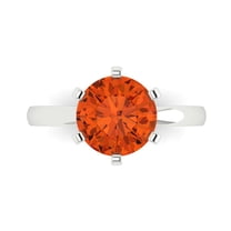 Solitaire Engagement Ring for Women - 3ct Simulated Red Diamond in 18K White Gold Promise Ring