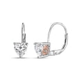 thumbnail image 1 of 3 ct Cubic Zirconia Heart Earring in Silver & Rose Gold Plated Silver, 1 of 4