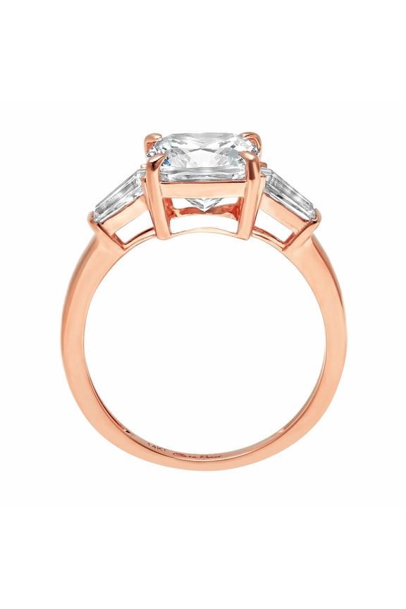 3 ct Cushion Cut Moissanite Three-Stone Engagement Ring for Women in 14K Rose Gold