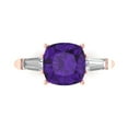 thumbnail image 1 of 3 ct Cushion Cut Natural Amethyst 3 Stone 18K Rose Gold Womens Engagement Ring, 1 of 5