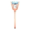 thumbnail image 1 of 3 ct Cushion Cut Natural Aquamarine 3 Stone 18K Rose Gold Womens Engagement Ring, 1 of 4