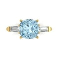 thumbnail image 1 of 3 ct Cushion Cut Natural Aquamarine Three-Stone Engagement Ring for Women in 18K Yellow Gold, 1 of 5