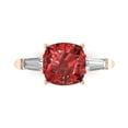 thumbnail image 1 of 3 ct Cushion Cut Natural Garnet Three-Stone Engagement Ring for Women in 18K Rose Gold, 1 of 5
