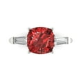 thumbnail image 1 of 3 ct Cushion Cut Natural Garnet Three-Stone Engagement Ring for Women in 18K White Gold, 1 of 5