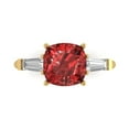 thumbnail image 1 of 3 ct Cushion Cut Natural Garnet Three-Stone Engagement Ring for Women in 18K Yellow Gold, 1 of 5