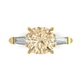 thumbnail image 1 of Clara Pucci 14K Yellow Gold Solid Gold Morganite Three-Stone Anniversary Ring for Women - 3 cttw Cushion Cut, 1 of 7