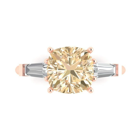 Clara Pucci 14K Rose Gold 3ct Morganite Three-Stone Ring for Women