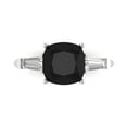 thumbnail image 1 of Clara Pucci 14K White Gold Solid Gold Onyx Three-Stone Anniversary Ring for Women - 3 cttw Cushion Cut, 1 of 7