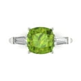 thumbnail image 1 of Clara Pucci 14K White Gold Solid Gold Peridot Three-Stone Anniversary Ring for Women - 3 cttw Cushion Cut, 1 of 7