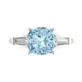 thumbnail image 1 of Clara Pucci 14K White Gold Solid Gold SwissBlueTopaz Three-Stone Anniversary Ring for Women - 3 cttw Cushion Cut, 1 of 7