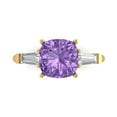 thumbnail image 1 of 3 ct Cushion Cut Simulated Alexandrite Three-Stone Engagement Ring for Women in 18K Yellow Gold, 1 of 5
