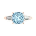 thumbnail image 1 of 3 ctw 3 Stone Anniversary Ring for Women | Cushion Cut Simulated Blue Diamond | Hyperallergenic Solid 18K Rose Gold, 1 of 5