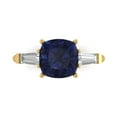 thumbnail image 1 of Clara Pucci 14K Yellow Gold 3ct BlueSapphire Three-Stone Ring for Women, 1 of 7