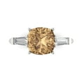 thumbnail image 1 of Clara Pucci 14K White Gold 3ct Champagne Three-Stone Ring for Women, 1 of 7