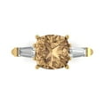 thumbnail image 1 of 3 ct Cushion Cut Simulated Champagne Diamond Three-Stone Engagement Ring for Women in 18K Yellow Gold, 1 of 5