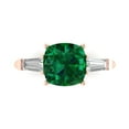 thumbnail image 1 of Clara Pucci 14K Rose Gold Solid Gold Emerald Three-Stone Anniversary Ring for Women - 3 cttw Cushion Cut, 1 of 7