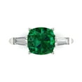 thumbnail image 1 of 3 ct Cushion Cut Simulated Emerald Three-Stone Engagement Ring for Women in 18K White Gold, 1 of 5