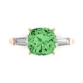 thumbnail image 1 of 3 ctw 3 Stone Anniversary Ring for Women | Cushion Cut Simulated Green Diamond | Hyperallergenic Solid 18K Rose Gold, 1 of 5