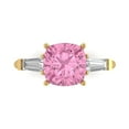thumbnail image 1 of Clara Pucci 14K Yellow Gold Solid Gold Pink Three-Stone Anniversary Ring for Women - 3 cttw Cushion Cut, 1 of 7