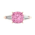 thumbnail image 1 of Clara Pucci 14K Rose Gold 3ct Pink Three-Stone Ring for Women, 1 of 7
